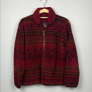Alps vintage zip up collared horse fleece jacket size large made in USA